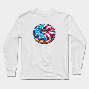 American Spirit Donut - Patriotic Red, White & Blue Design Long Sleeve T-Shirt